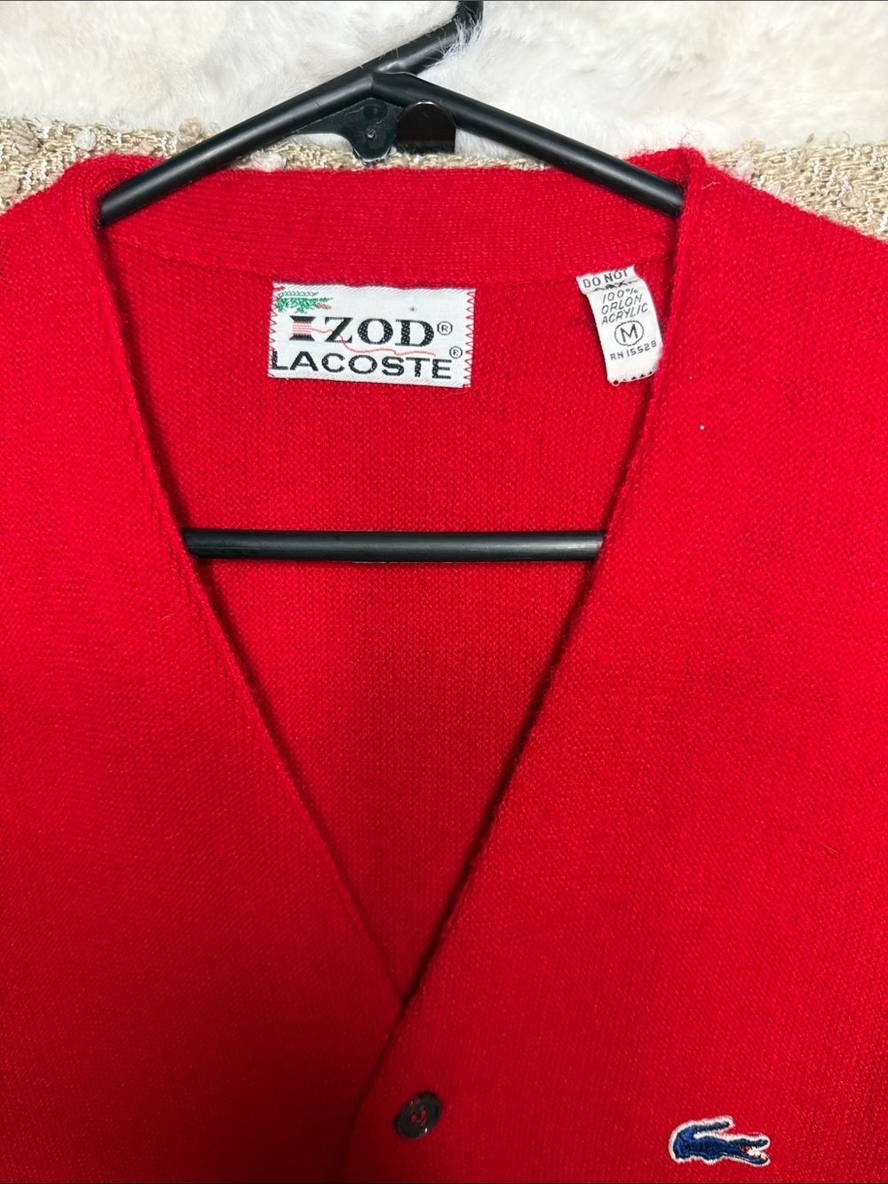 Lacoste Men’s Bright Red V-Neck Button Cardigan - Picture 2 of 4